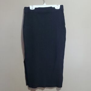 Black Stretch Ribbed Black Skirt With Side Split Size Medium
